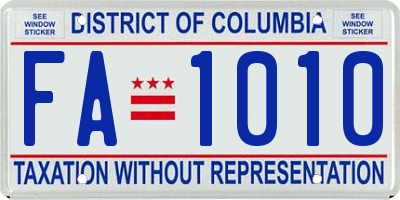 DC license plate FA1010