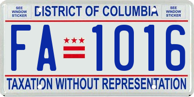 DC license plate FA1016