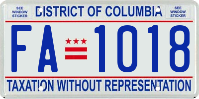 DC license plate FA1018