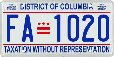 DC license plate FA1020