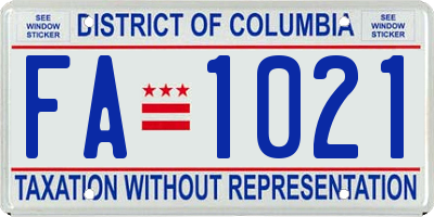 DC license plate FA1021