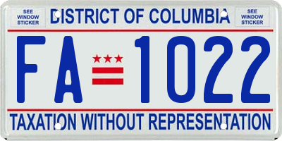 DC license plate FA1022