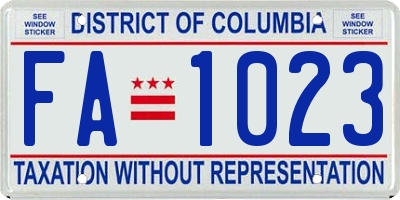 DC license plate FA1023