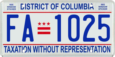 DC license plate FA1025