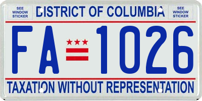 DC license plate FA1026