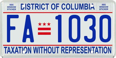 DC license plate FA1030