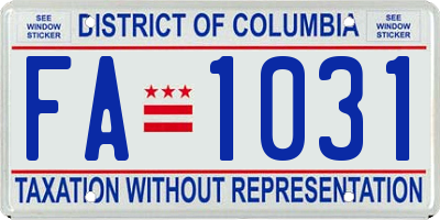 DC license plate FA1031