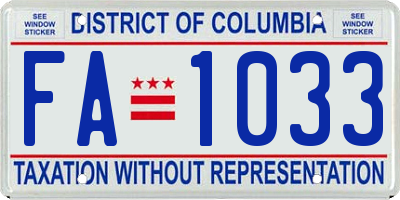 DC license plate FA1033