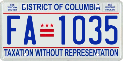 DC license plate FA1035