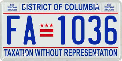 DC license plate FA1036