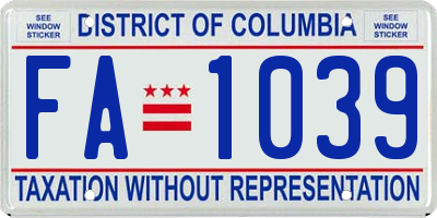 DC license plate FA1039