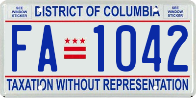 DC license plate FA1042