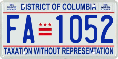 DC license plate FA1052