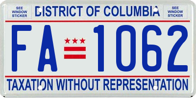 DC license plate FA1062