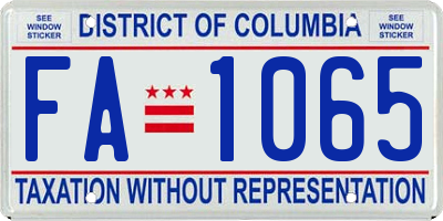 DC license plate FA1065