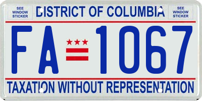 DC license plate FA1067