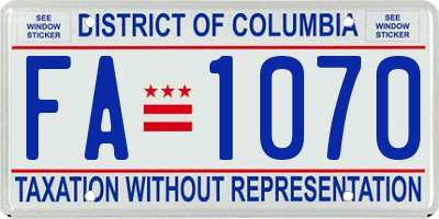 DC license plate FA1070