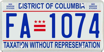 DC license plate FA1074