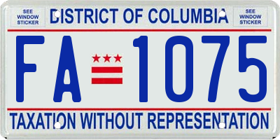 DC license plate FA1075