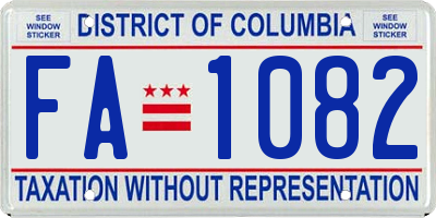 DC license plate FA1082