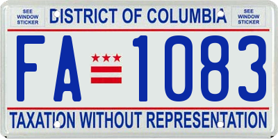 DC license plate FA1083