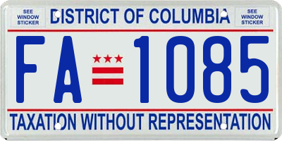 DC license plate FA1085