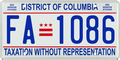 DC license plate FA1086