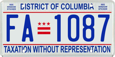 DC license plate FA1087