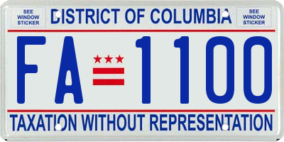 DC license plate FA1100