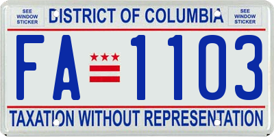 DC license plate FA1103