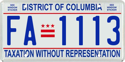 DC license plate FA1113