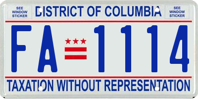 DC license plate FA1114