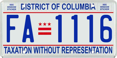 DC license plate FA1116