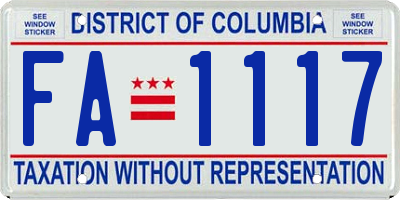 DC license plate FA1117