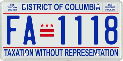 DC license plate FA1118