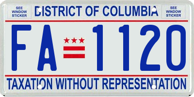 DC license plate FA1120