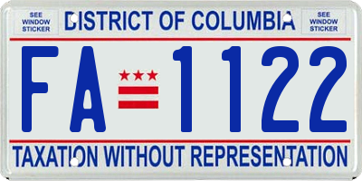 DC license plate FA1122