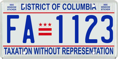 DC license plate FA1123