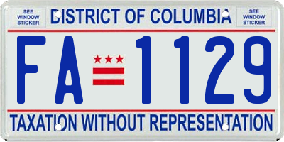 DC license plate FA1129