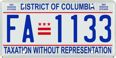 DC license plate FA1133