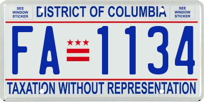 DC license plate FA1134