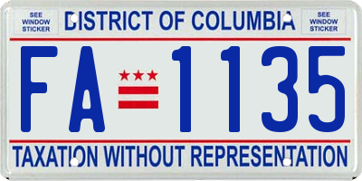 DC license plate FA1135