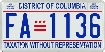 DC license plate FA1136