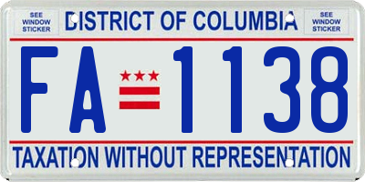 DC license plate FA1138