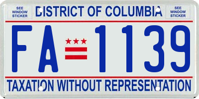 DC license plate FA1139