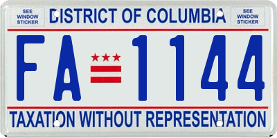 DC license plate FA1144