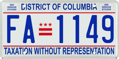 DC license plate FA1149