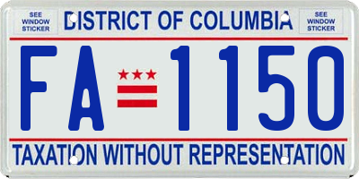 DC license plate FA1150