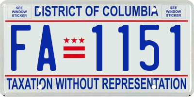 DC license plate FA1151