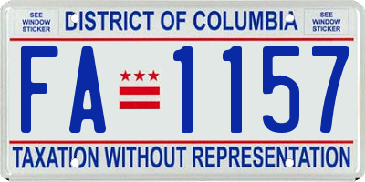 DC license plate FA1157